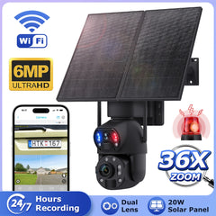 ESOE Outdoor 6MP Big 36X Zoom Lens Dual 10W 4G SIM Card Built in 20000mAh Solar Camera Network Solar Battery PTZ Cameras