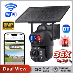 3K 36X Zoom 4G Camera IP66 Metal Case 10W Solar Panel 20000mAh Battery Dual Lens Laser Infrared Lamp 4G Solar Outdoor Camera