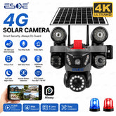 8MP Four-Lens 4G Solar Powered Security Camera with 16W Solar Panel and 16000mAh Battery
