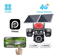 ESOE AOV 8MP Alarm Reminder Solar Camera Four Lens 4G IP Camera with Two-Way Audio CMOS Sensor Cloud Storage CCTV Camera