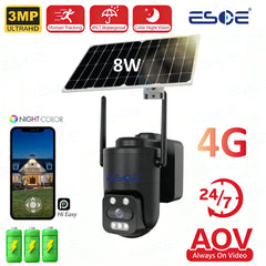 China Wholesale Hieasy App 4G Wireless AOV 8W Solar Security Surveillance Camera System HD Outdoor Night Vision AI Motion