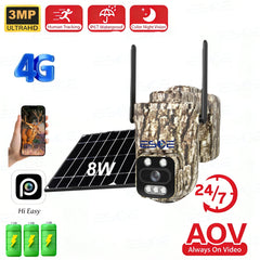 Hieasy 4G Wireless 3MP Mini Solar Battery AI Camera 4G IP Waterproof Wall-mounted Installation AOV PTZ Hidden Camera