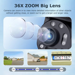 36X Zoom 6MP Dual Optical Zoom PTZ Camera 4G GSM Metal Outdoor Solar Camera Wide Dual Pir Security 36X Optical PTZ Camera