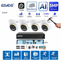 ESOE 5MP AHD Security Camera System 4CH DVR Kit with AI Detection
