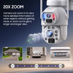 ESOE New 20X Zoom 4G Camera IP66 Metal 10W Solar Panel 4G 6MP 20000mAh Dual Lens Laser Infrared Lamp 4G Solar Outdoor Camera