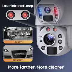 ESOE New 20X Zoom 4G Camera IP66 Metal 10W Solar Panel 4G 6MP 20000mAh Dual Lens Laser Infrared Lamp 4G Solar Outdoor Camera