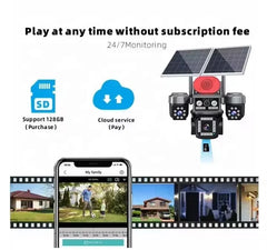 ESOE AOV 8MP Alarm Reminder Solar Camera Four Lens 4G IP Camera with Two-Way Audio CMOS Sensor Cloud Storage CCTV Camera