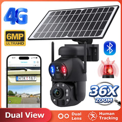 ESOE 4G Wifi 36X Zoom IP66 Waterproof Security Dual View Solar Battery PTZ Full Color Night Vision CCTV Camera