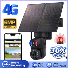 ESOE Outdoor 6MP Big 36X Zoom Lens Dual 10W 4G SIM Card Built in 20000mAh Solar Camera Network Solar Battery PTZ Cameras