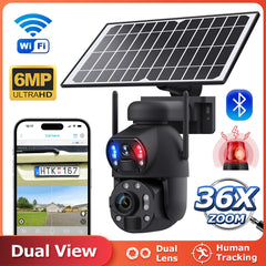 ESOE 4G Wifi 36X Zoom IP66 Waterproof Security Dual View Solar Battery PTZ Full Color Night Vision CCTV Camera