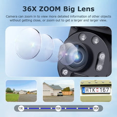 ESOE 4G Wifi 36X Zoom IP66 Waterproof Security Dual View Solar Battery PTZ Full Color Night Vision CCTV Camera