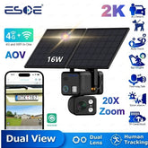 ESOE 2026 AOV dual lens 4MP solar security PTZ camera with 16W panel and 20X zoom