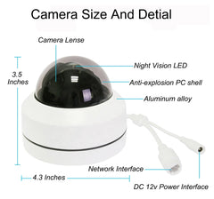 دوربین مداربسته 2.5 اینچی Full HD 5 مگاپیکسل ONVIF با زوم اپتیکال خودکار 4X، ضد آب IP66، مینی p2p، POE، اسپید دام، با دید در شب مادون قرمز