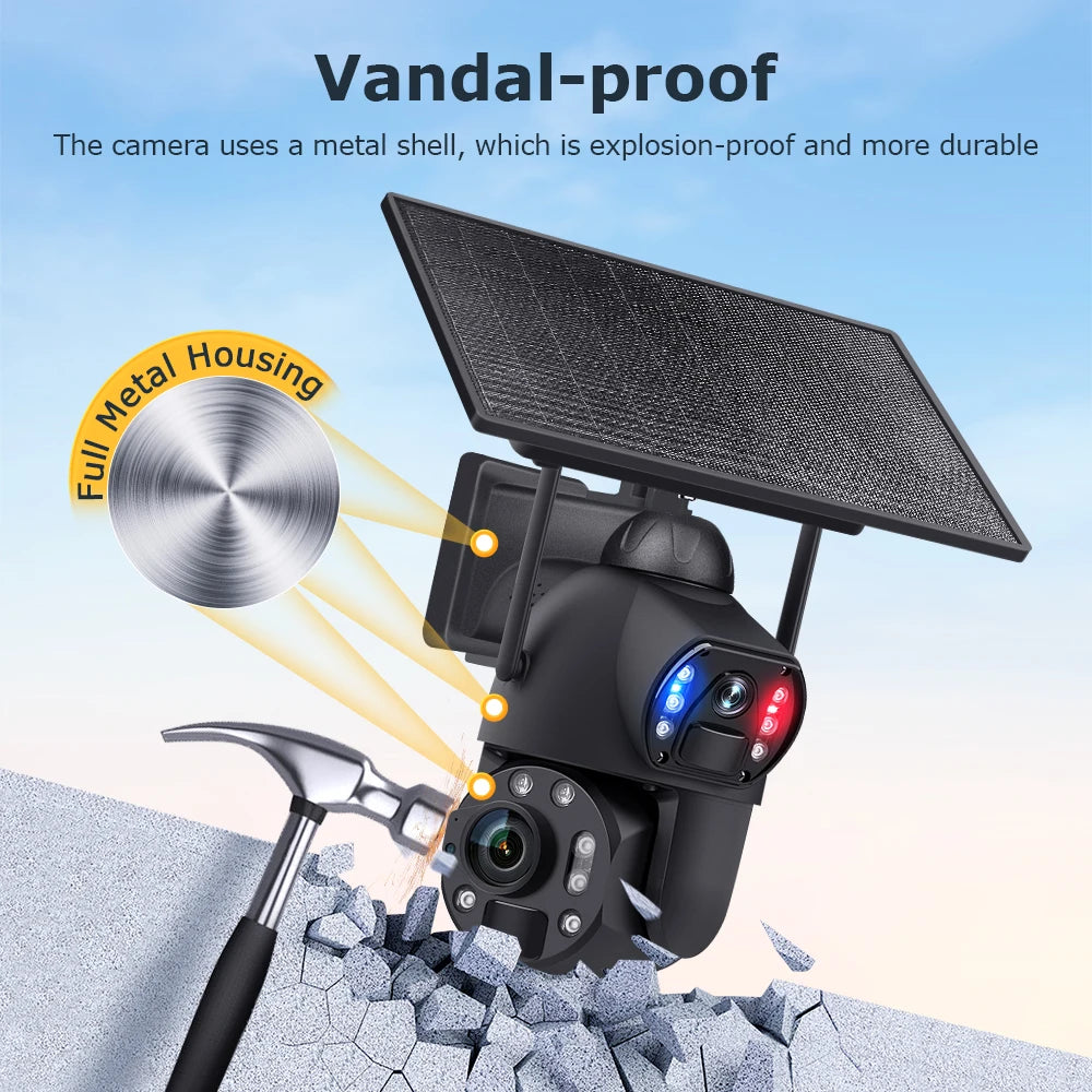 3K 36X Zoom 4G Camera IP66 Metal Case 10W Solar Panel 20000mAh Battery Dual Lens Laser Infrared Lamp 4G Solar Outdoor Camera