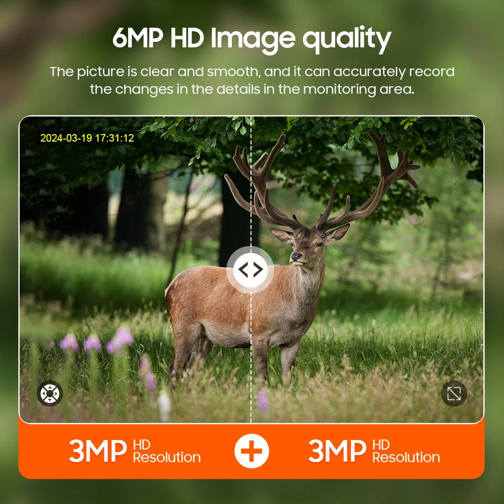 HD 6MP 12X Zoom HD 4G Waterproof Camera  3K Camouflage Panoramic Outdoor Security CCTV System Solar IP Camera