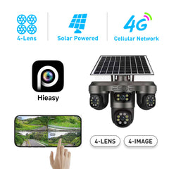 ESOE 8MP four-lens 24/7 AOV solar security camera with 4 screens view