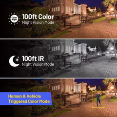100ft color night vision vs IR night vision mode comparison on PoE NVR