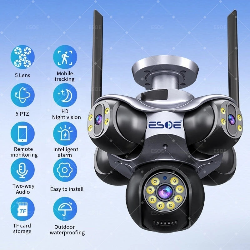Five independent lenses with mobile tracking HD night vision and remote monitoring features