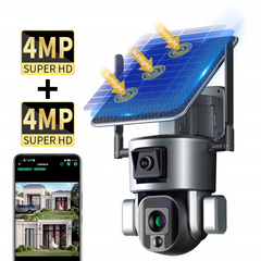 4K 4MP 4G WiFi 4X 10X zoom Wireless outdoor Solar Powered Security IP Auto Human Track 8MP Dual Lens CCTV 4g solar ptz camera